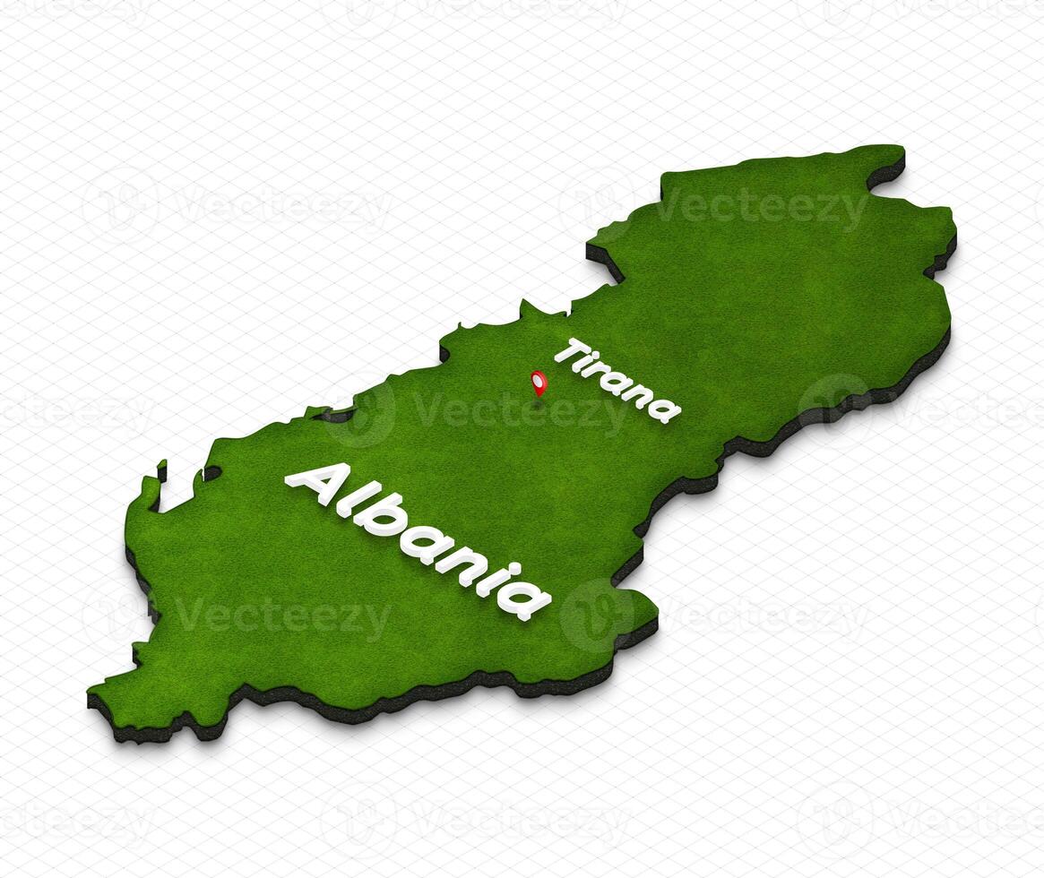 Map of Albania. 3D isometric perspective illustration. photo