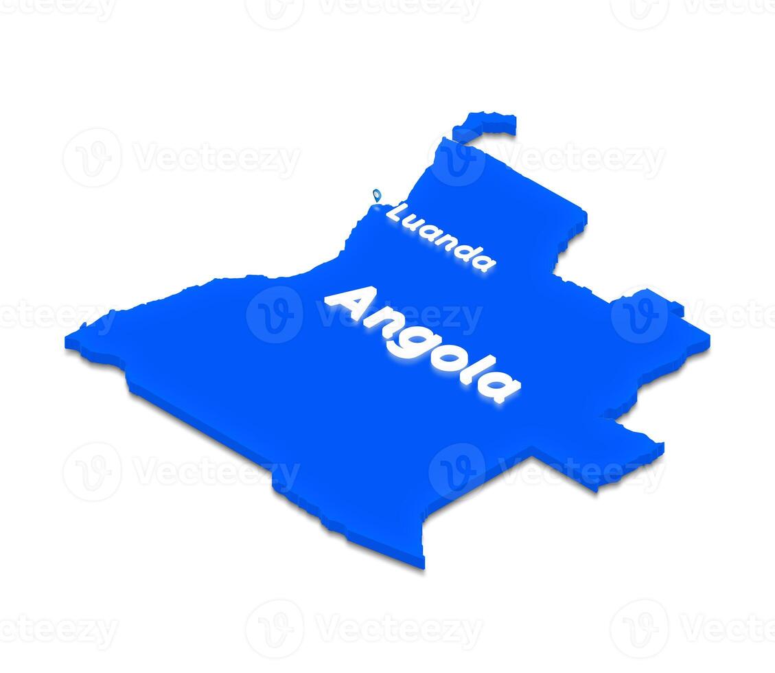 Map of Angola. 3D isometric perspective illustration. photo
