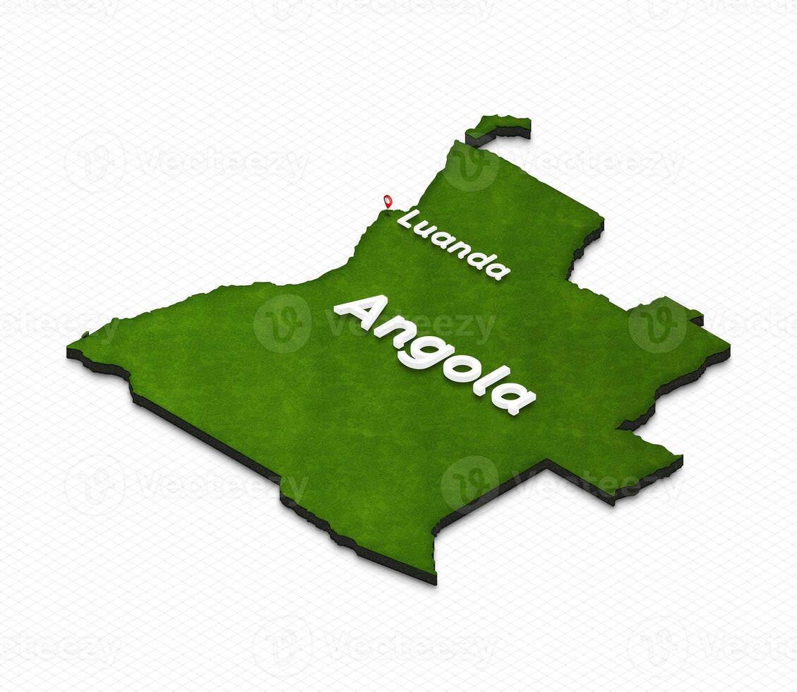 Map of Angola. 3D isometric perspective illustration. photo