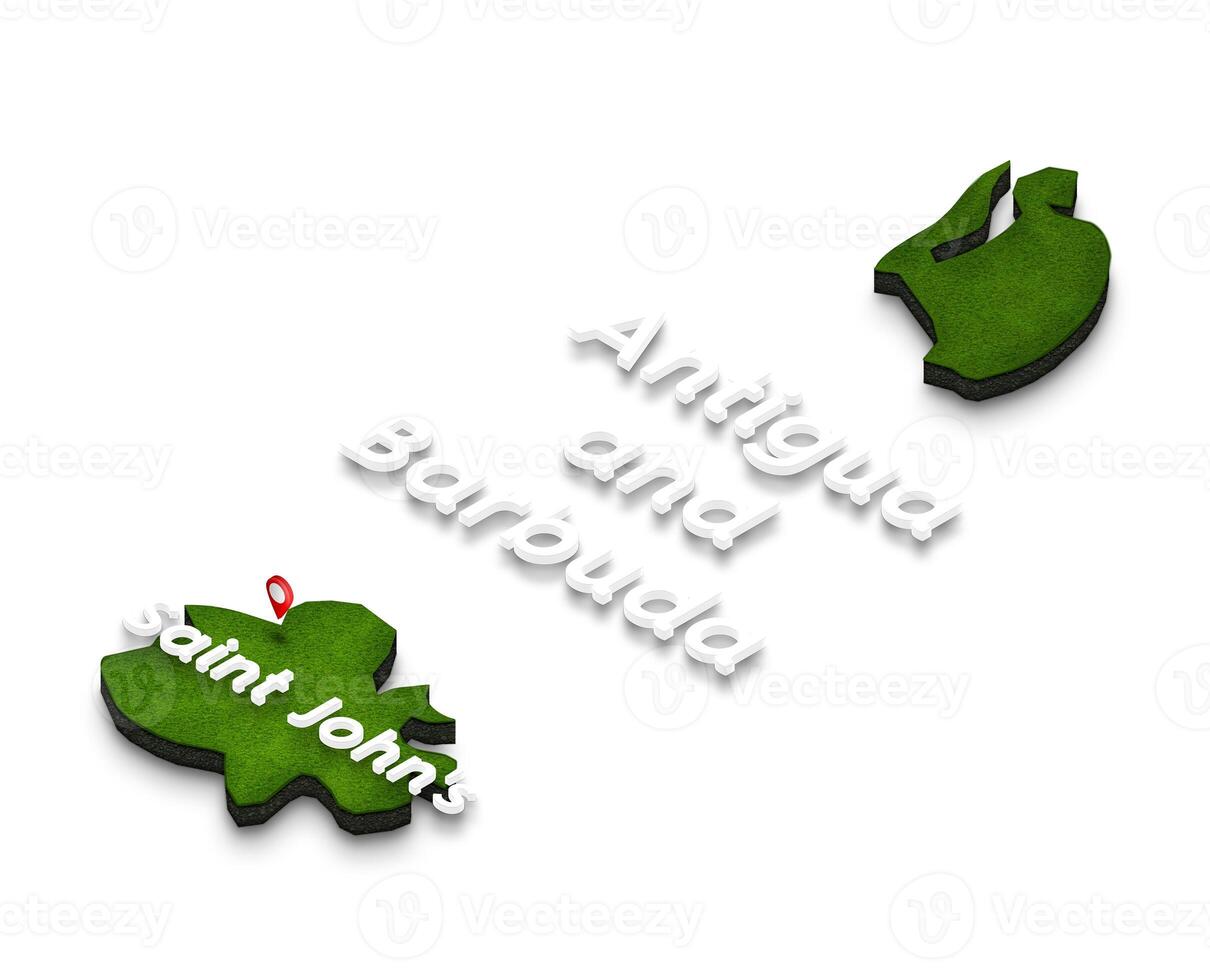 Map of Antigua and Barbuda. 3D isometric perspective illustratio photo