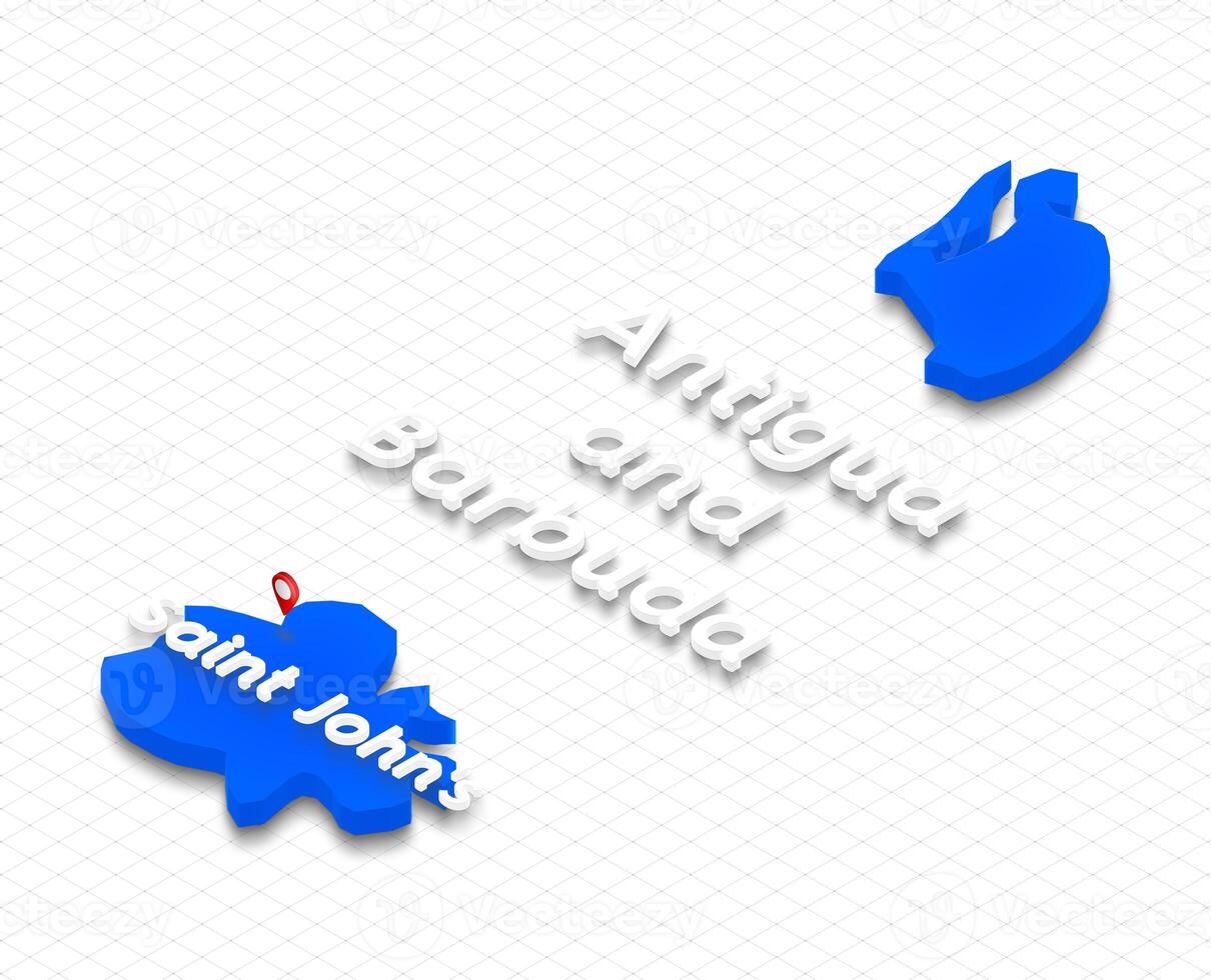 Map of Antigua and Barbuda. 3D isometric perspective illustratio photo