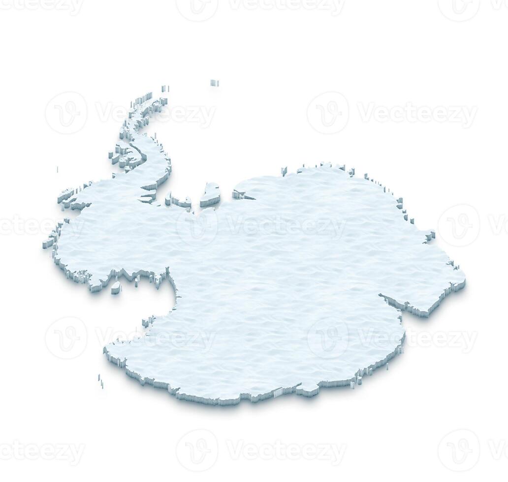 Map of Antarctica. 3D isometric perspective illustration. photo