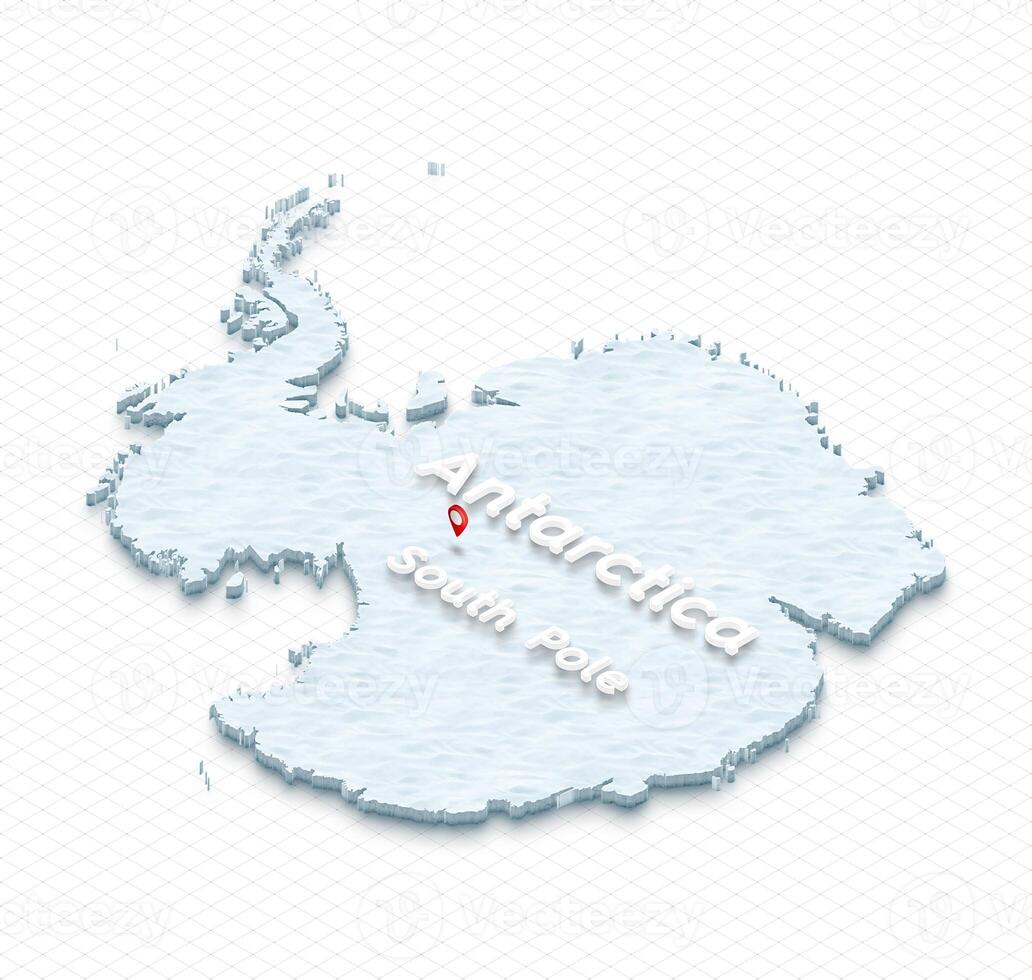 Map of Antarctica. 3D isometric perspective illustration. photo