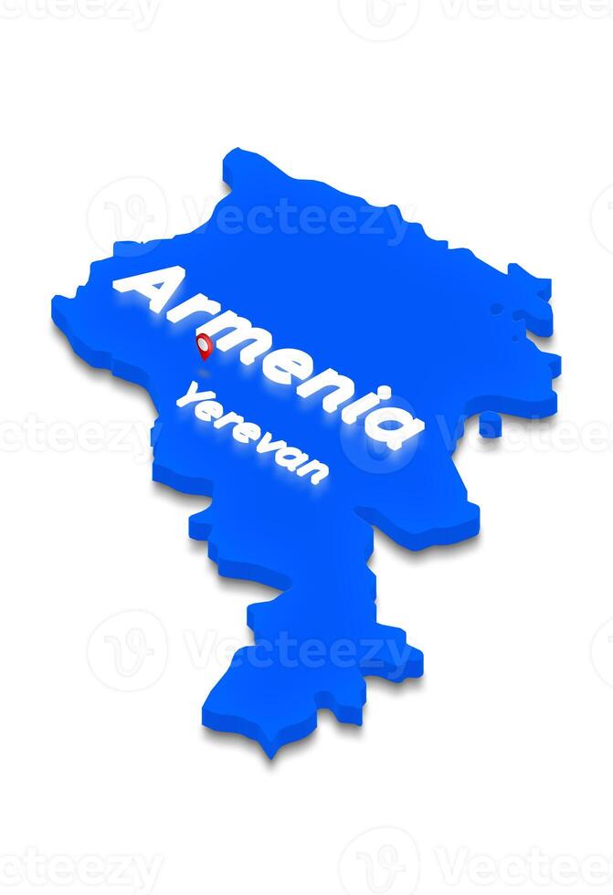 Map of Armenia. 3D isometric perspective illustration. photo