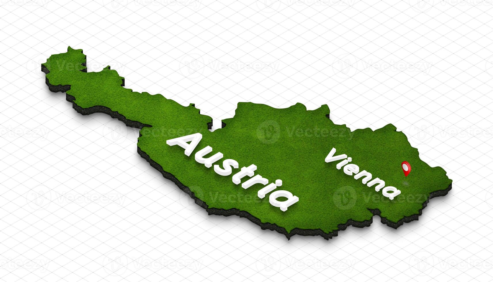 Map of Austria. 3D isometric perspective illustration. photo