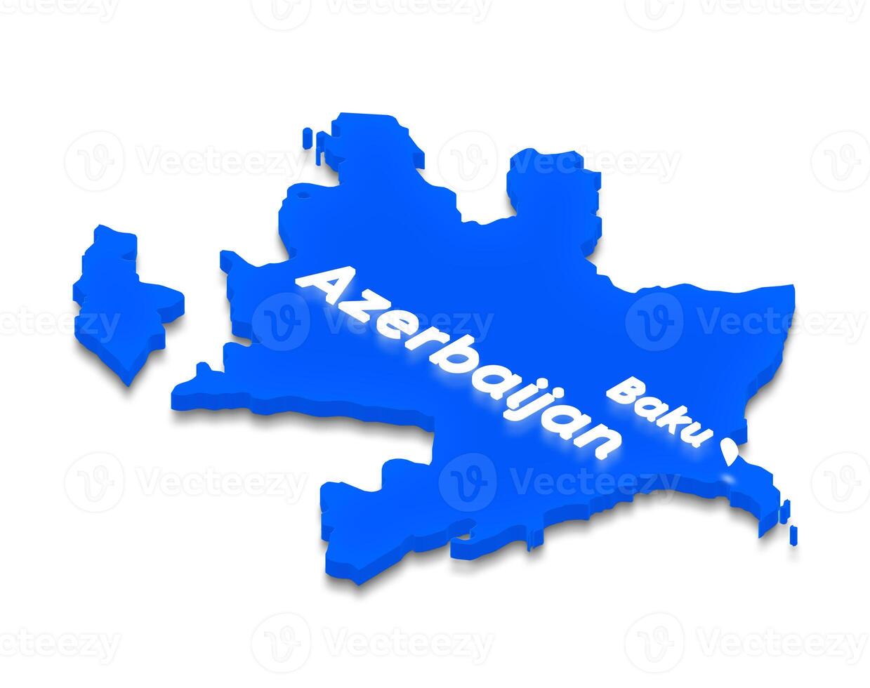 Map of Azerbaijan. 3D isometric perspective illustration. photo