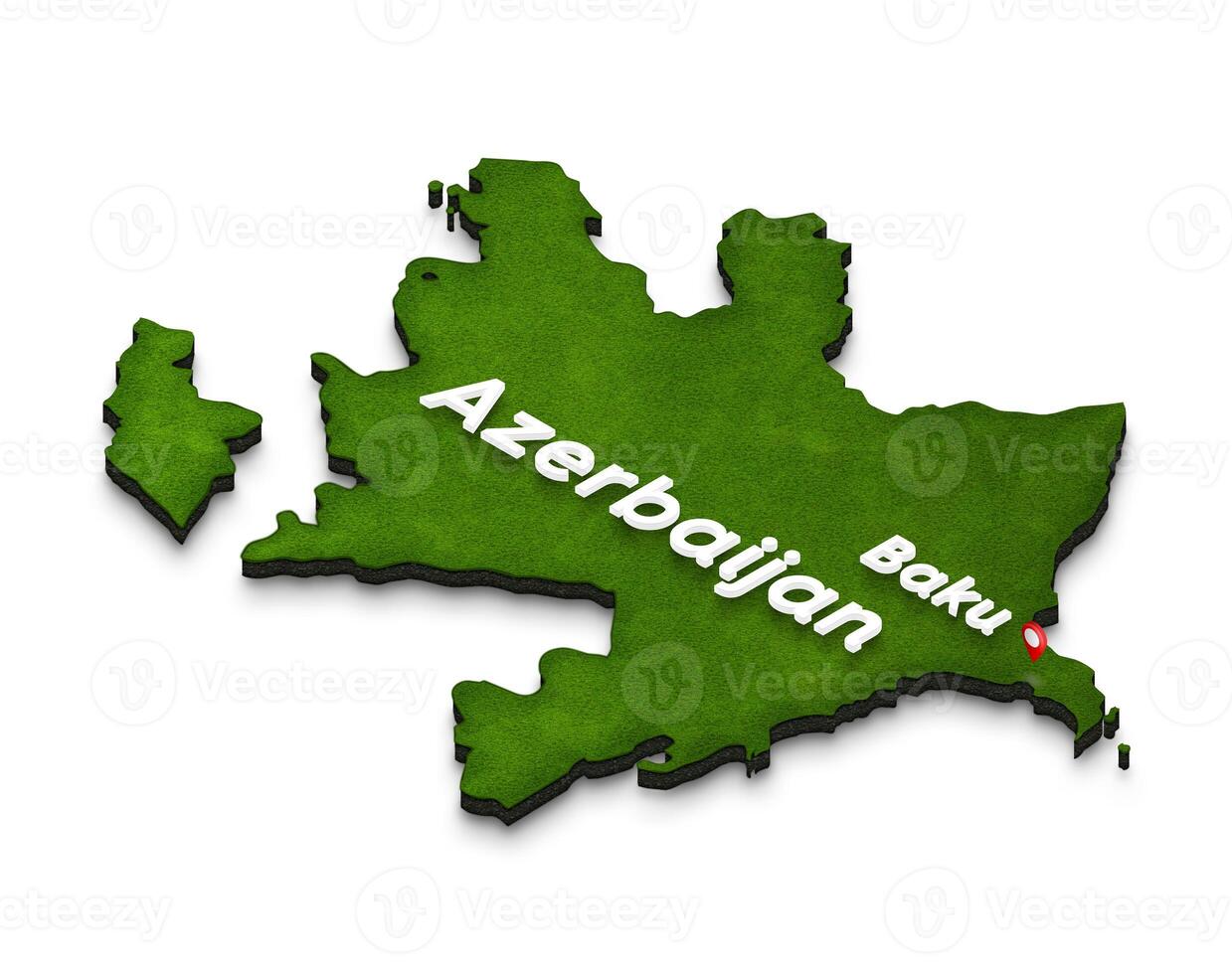 Map of Azerbaijan. 3D isometric perspective illustration. photo