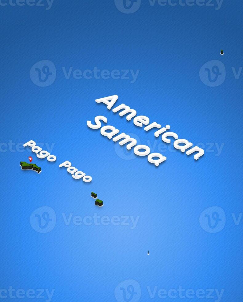 Map of American Samoa. 3D isometric perspective illustration. photo