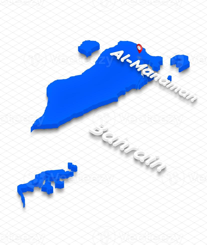 Map of Bahrain. 3D isometric perspective illustration. photo