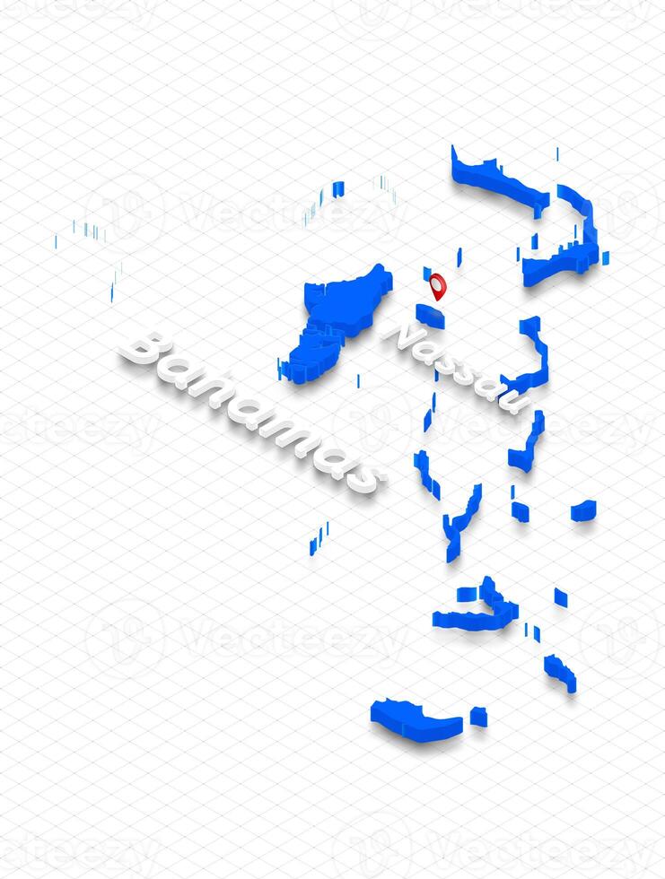Map of Bahamas. 3D isometric perspective illustration. photo