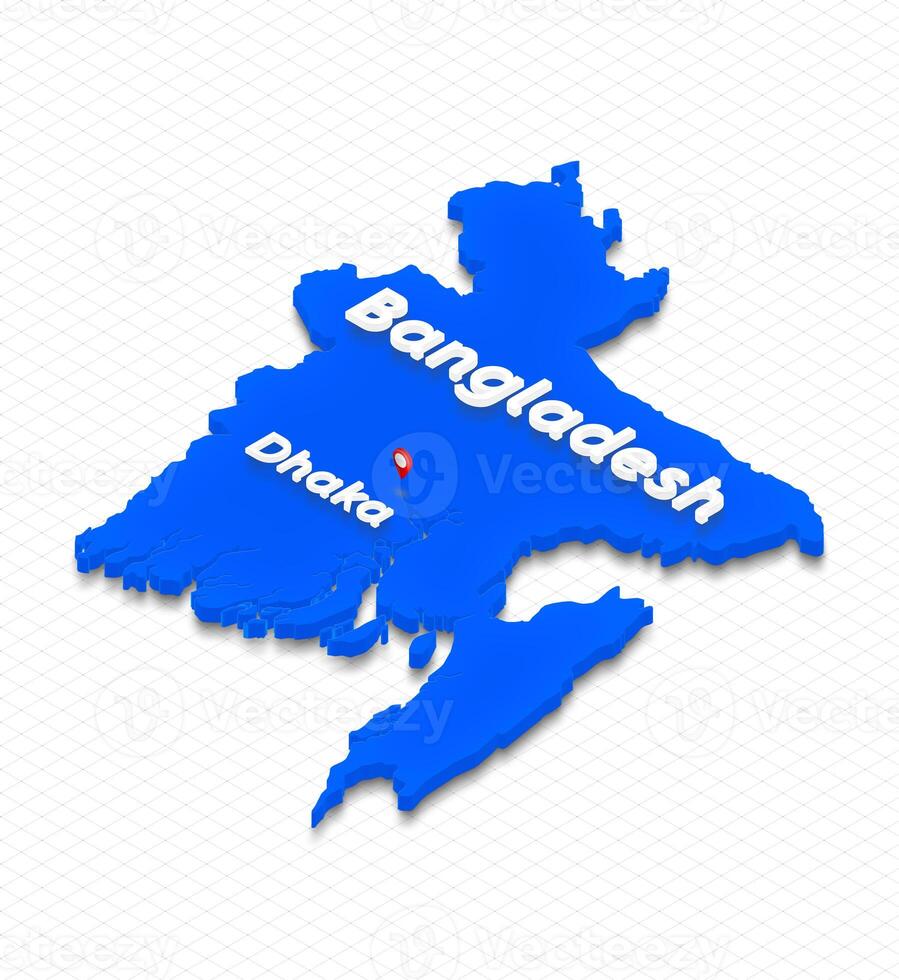 Map of Bangladesh. 3D isometric perspective illustration. photo