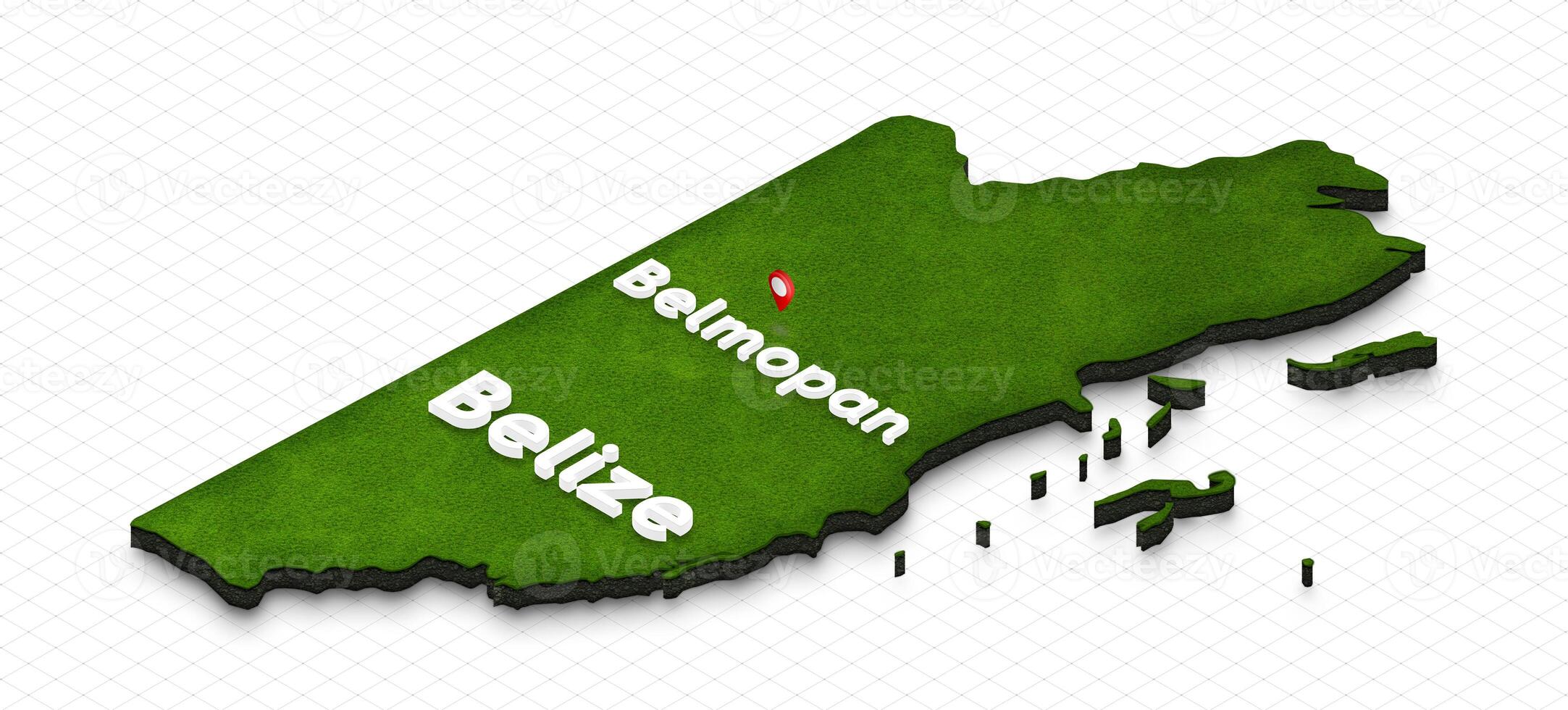 Map of Belize. 3D isometric perspective illustration. photo