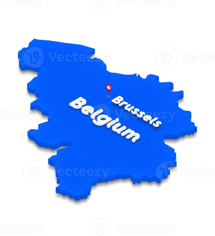 Map of Belgium. 3D isometric perspective illustration. photo