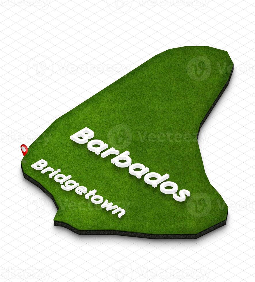 Map of Barbados. 3D isometric perspective illustration. photo