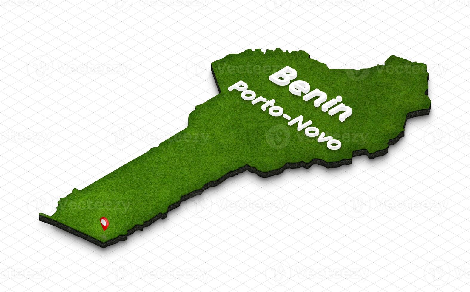 Map of Benin. 3D isometric perspective illustration. photo