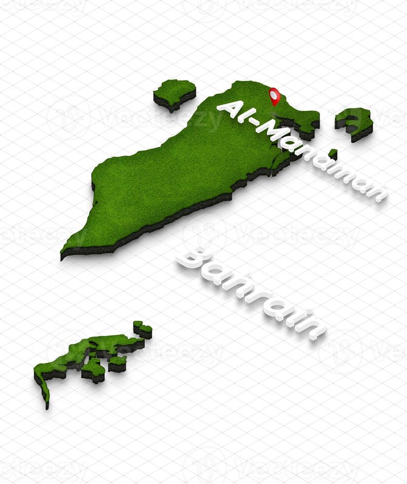 Map of Bahrain. 3D isometric perspective illustration. photo