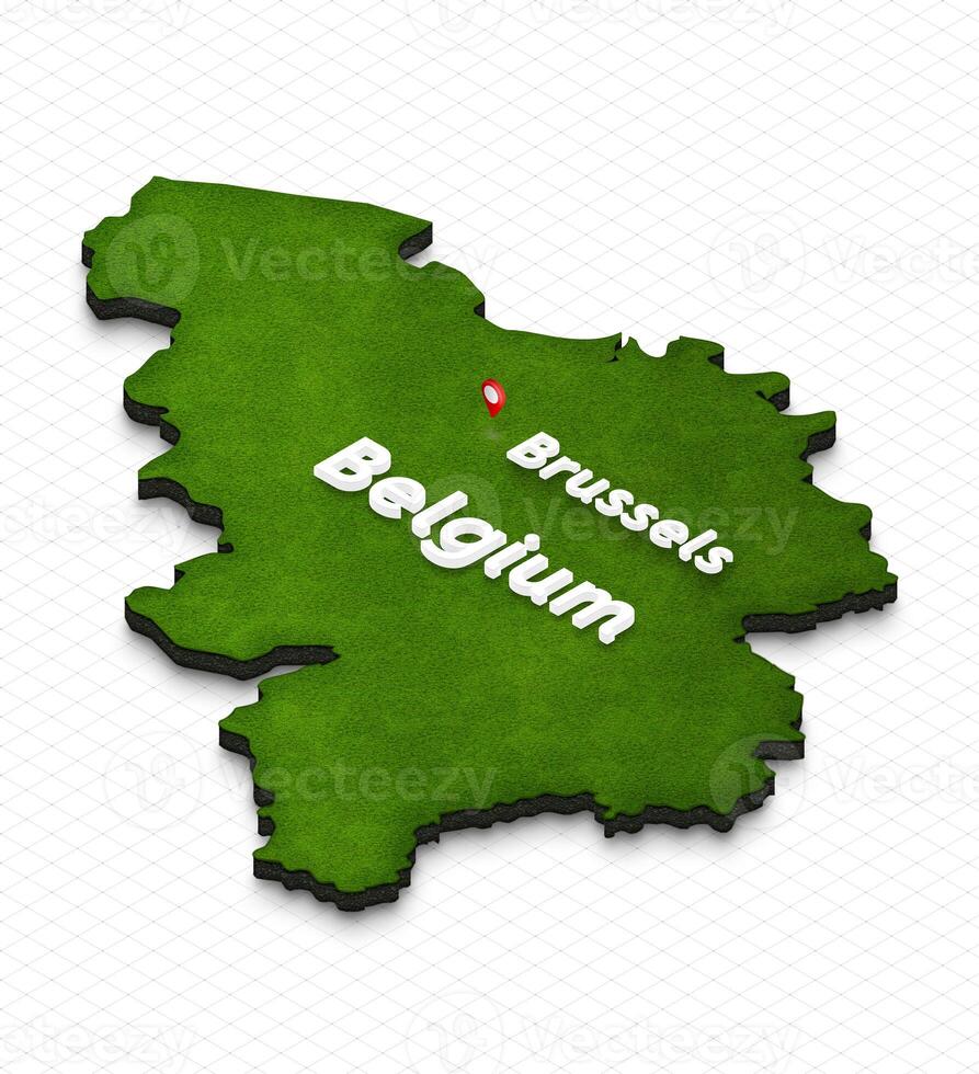 Map of Belgium. 3D isometric perspective illustration. photo