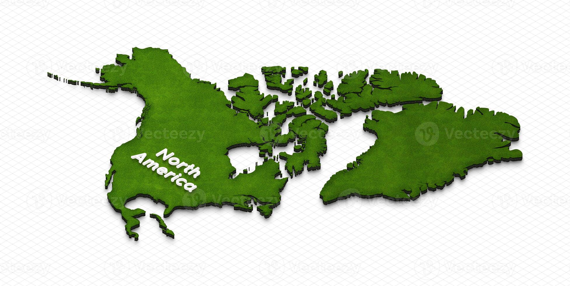 Map of North America. 3D isometric illustration. photo