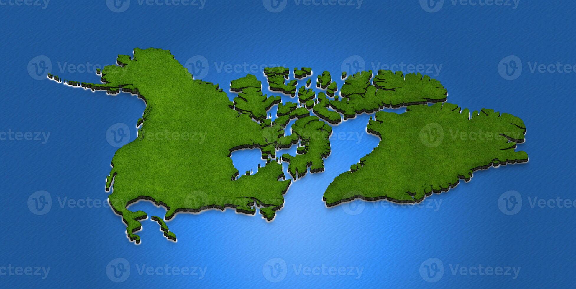 Map of North America. 3D isometric illustration. photo