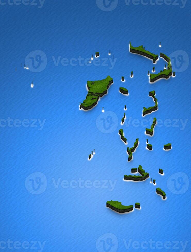 Map of Bahamas. 3D isometric perspective illustration. photo