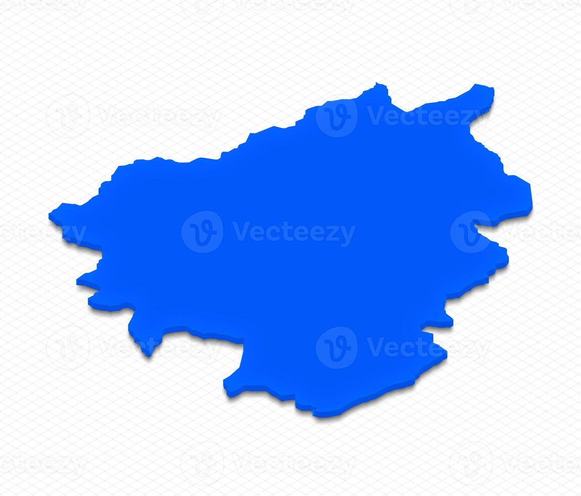 Map of Andorra. 3D isometric perspective illustration. photo