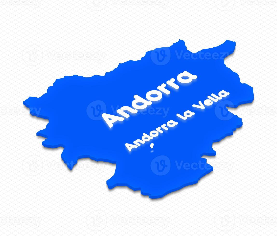 Map of Andorra. 3D isometric perspective illustration. photo