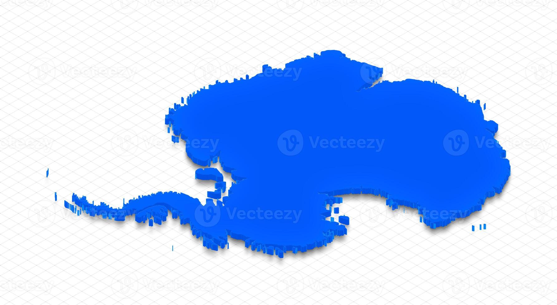 Map of Antarctica. 3D isometric perspective illustration. photo