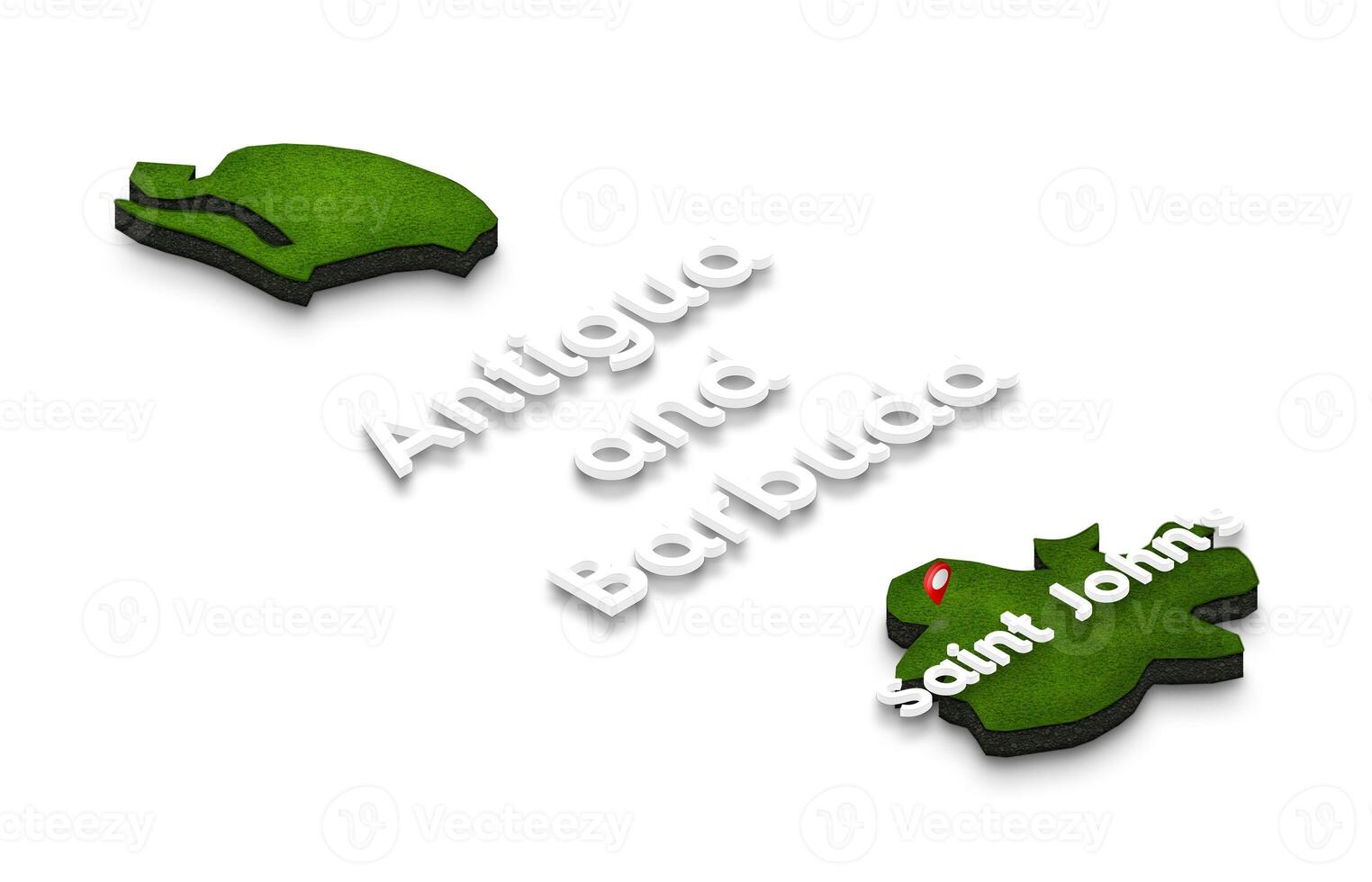 Map of Antigua and Barbuda. 3D isometric perspective illustratio photo
