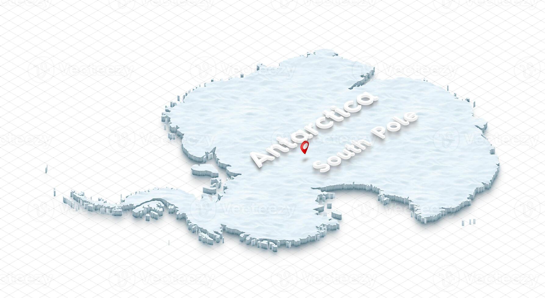 Map of Antarctica. 3D isometric perspective illustration. photo