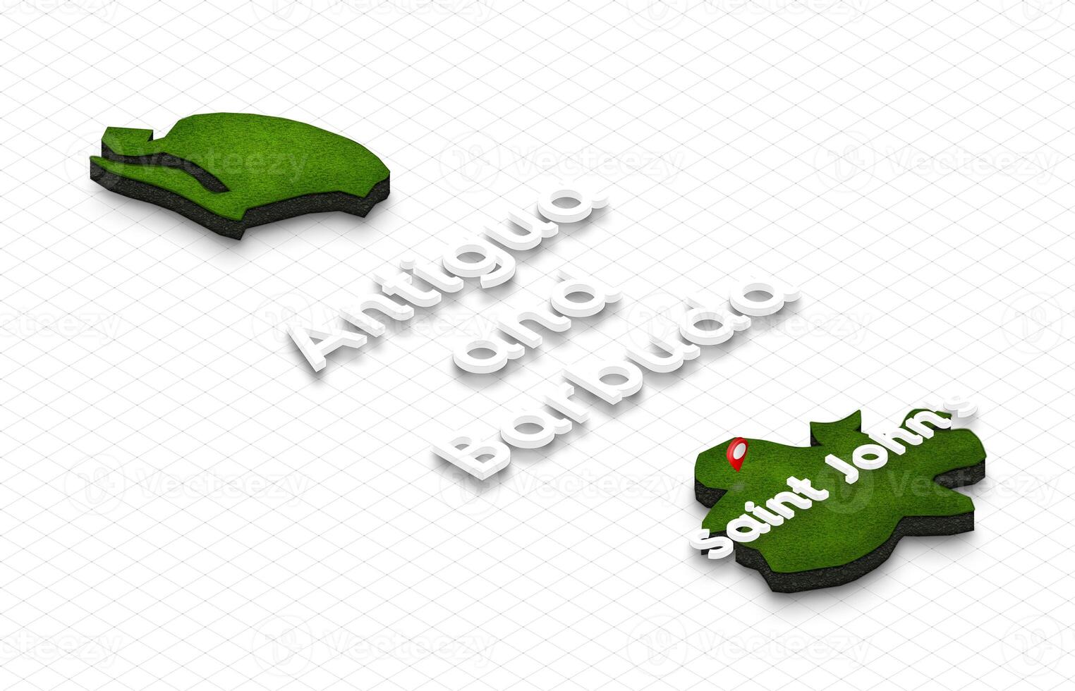 Map of Antigua and Barbuda. 3D isometric perspective illustratio photo