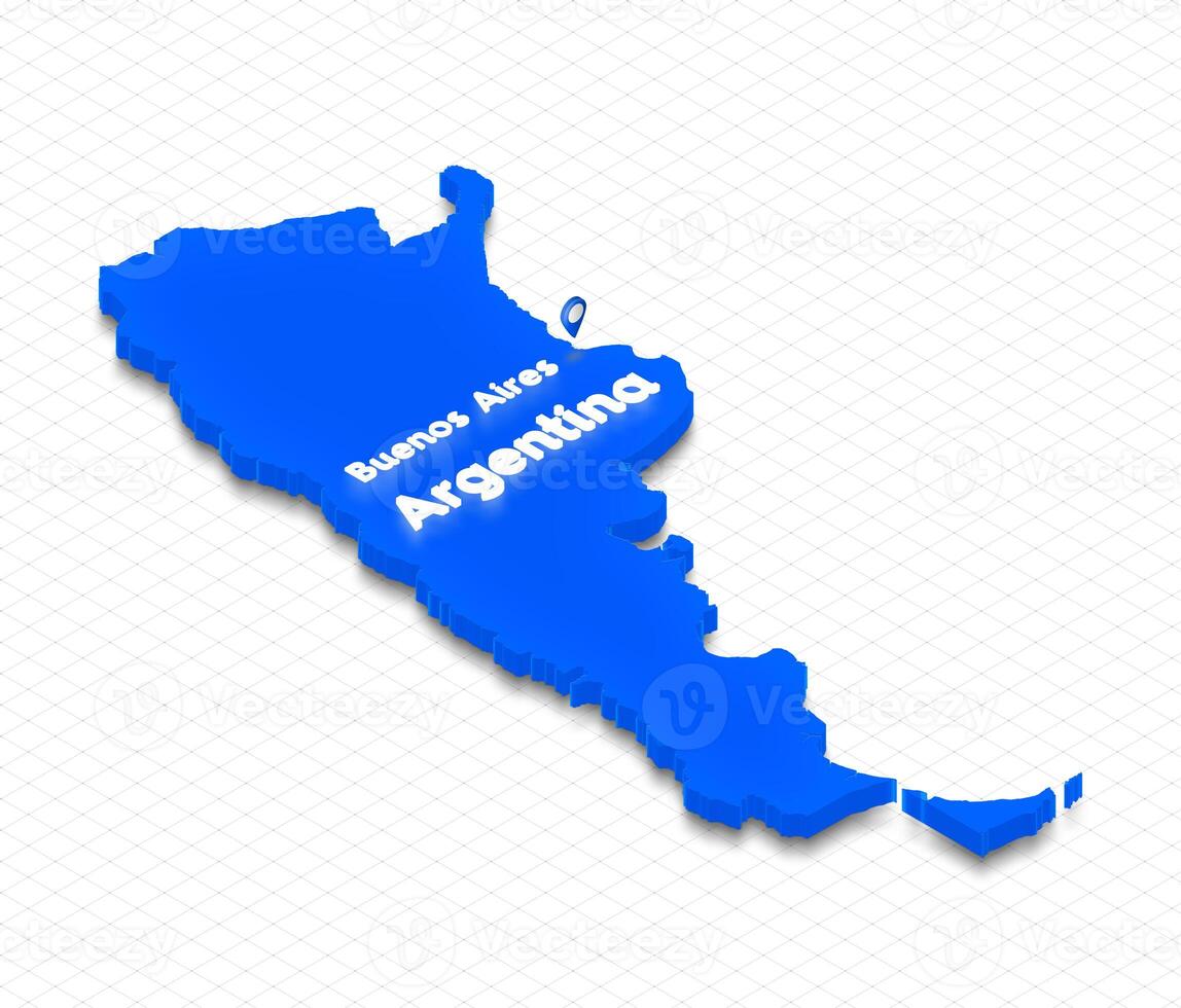 Map of Argentina. 3D isometric perspective illustration. photo