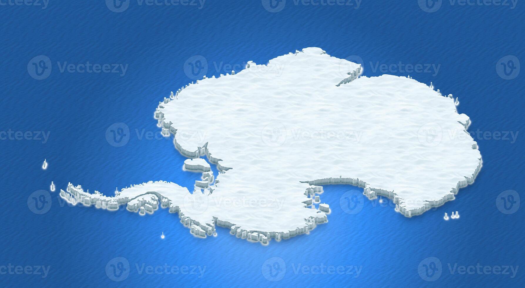 Map of Antarctica. 3D isometric perspective illustration. photo