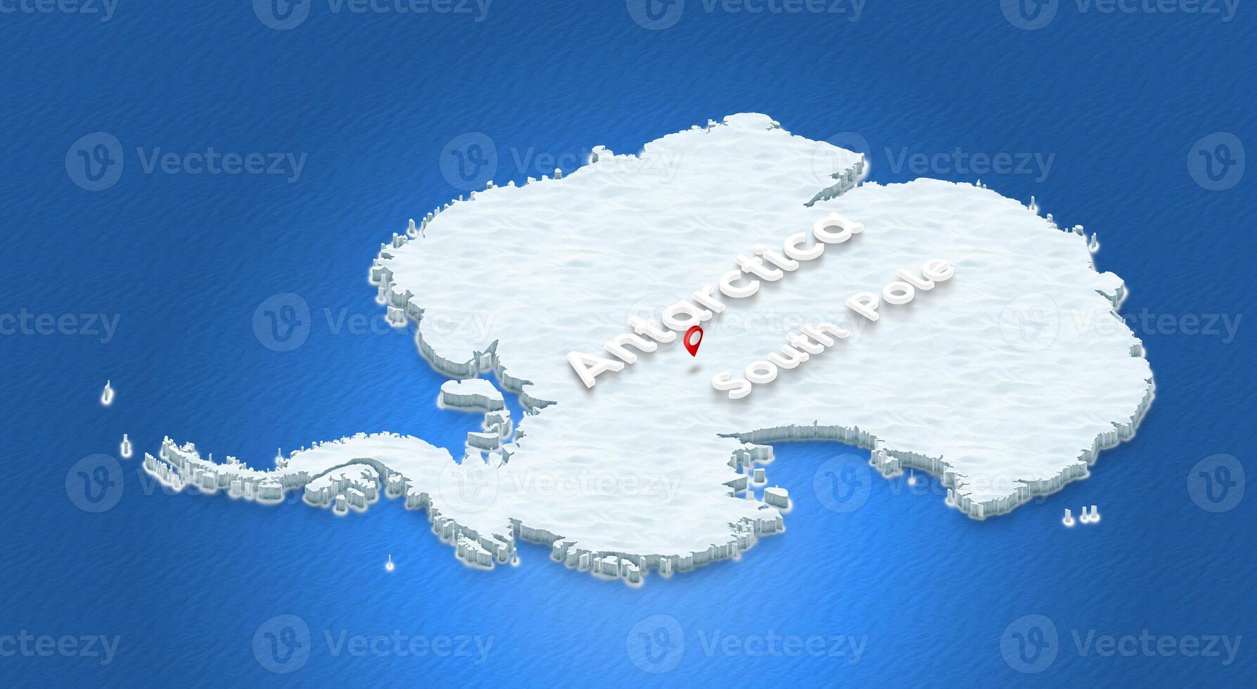 Map of Antarctica. 3D isometric perspective illustration. photo