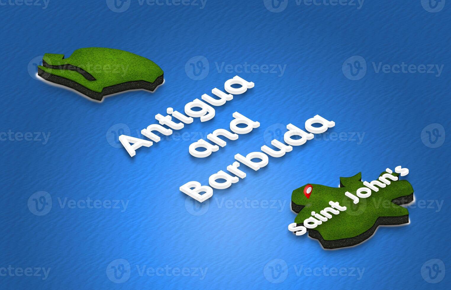 Map of Antigua and Barbuda. 3D isometric perspective illustratio photo