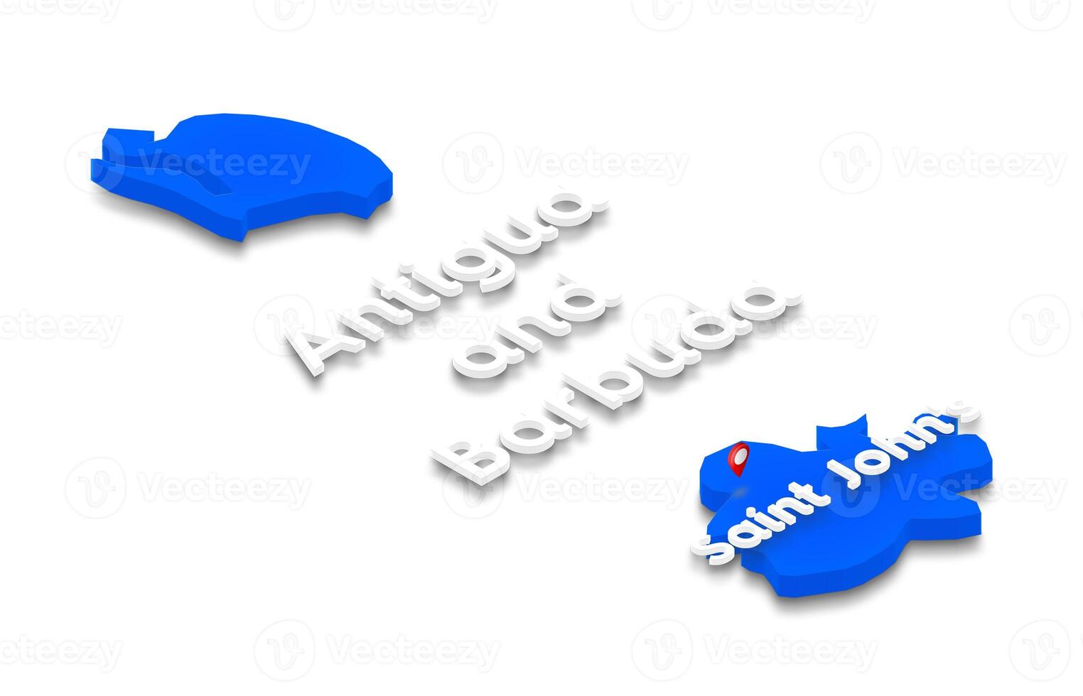 Map of Antigua and Barbuda. 3D isometric perspective illustratio photo