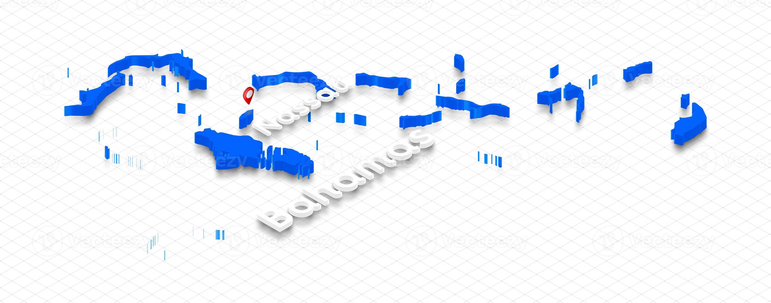 Map of Bahamas. 3D isometric perspective illustration. photo