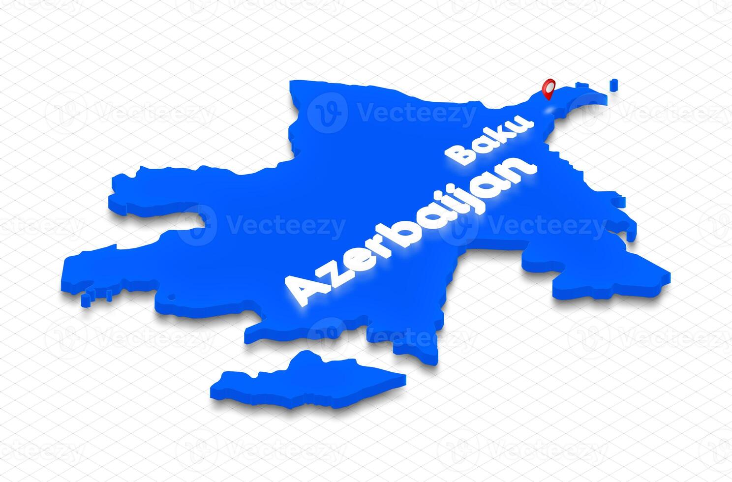 Map of Azerbaijan. 3D isometric perspective illustration. photo