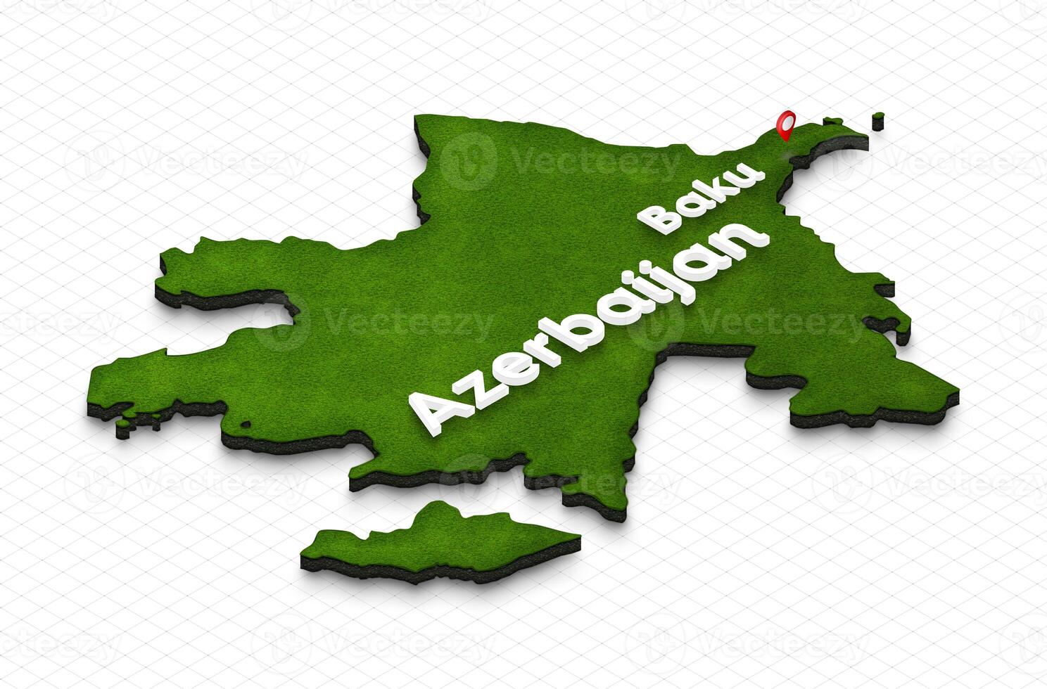 Map of Azerbaijan. 3D isometric perspective illustration. photo