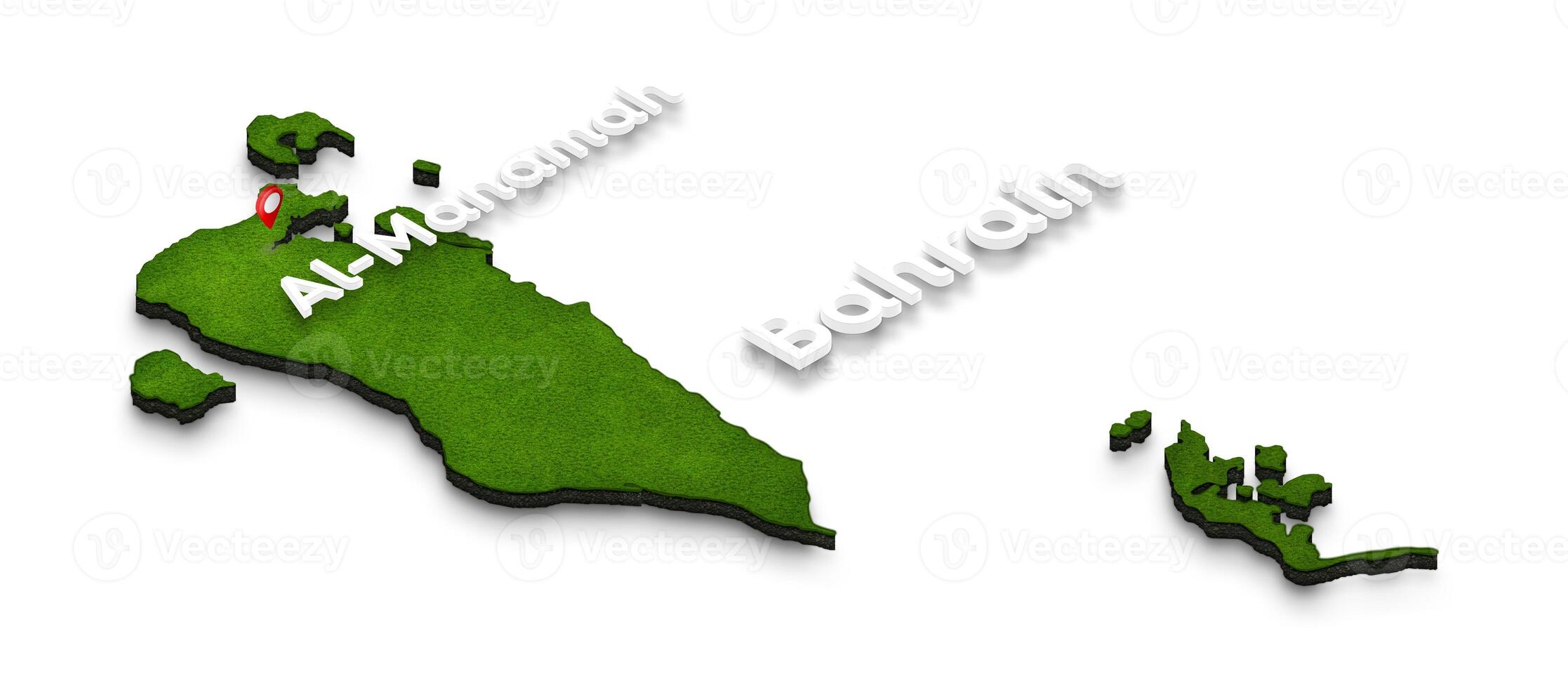 Map of Bahrain. 3D isometric perspective illustration. photo