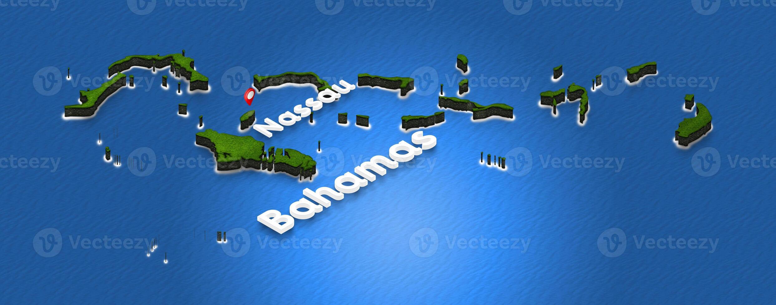 Map of Bahamas. 3D isometric perspective illustration. photo