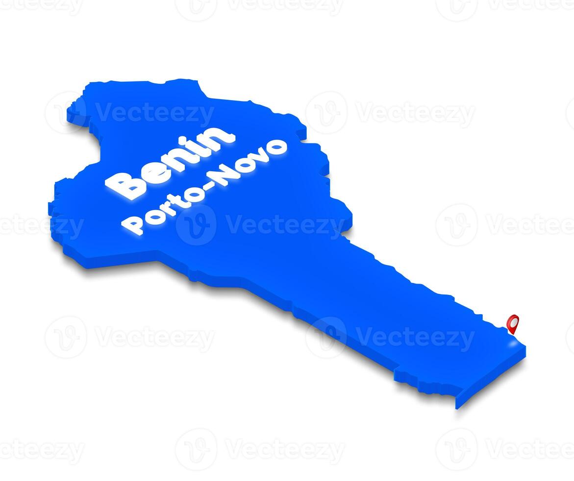 Map of Benin. 3D isometric perspective illustration. photo