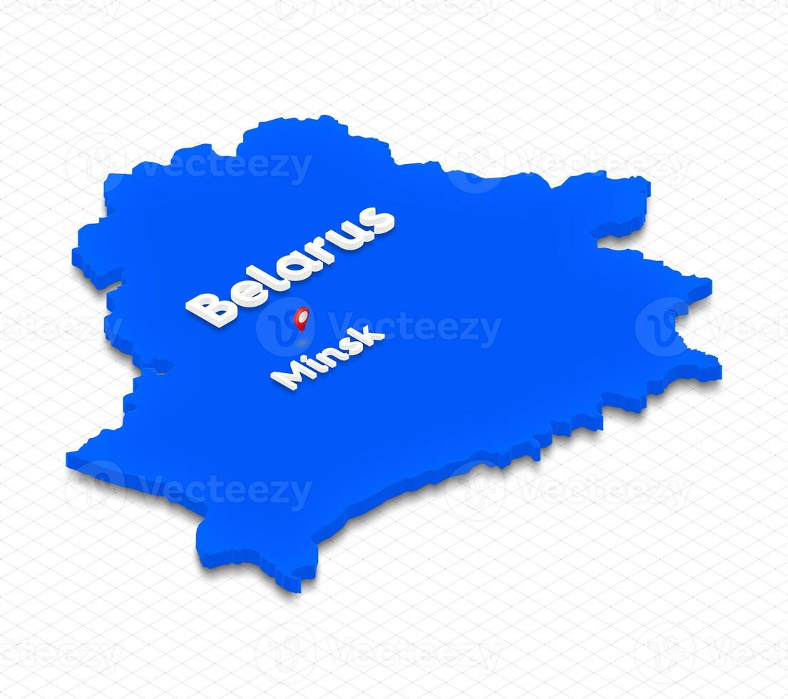 Map of Belarus. 3D isometric perspective illustration. photo