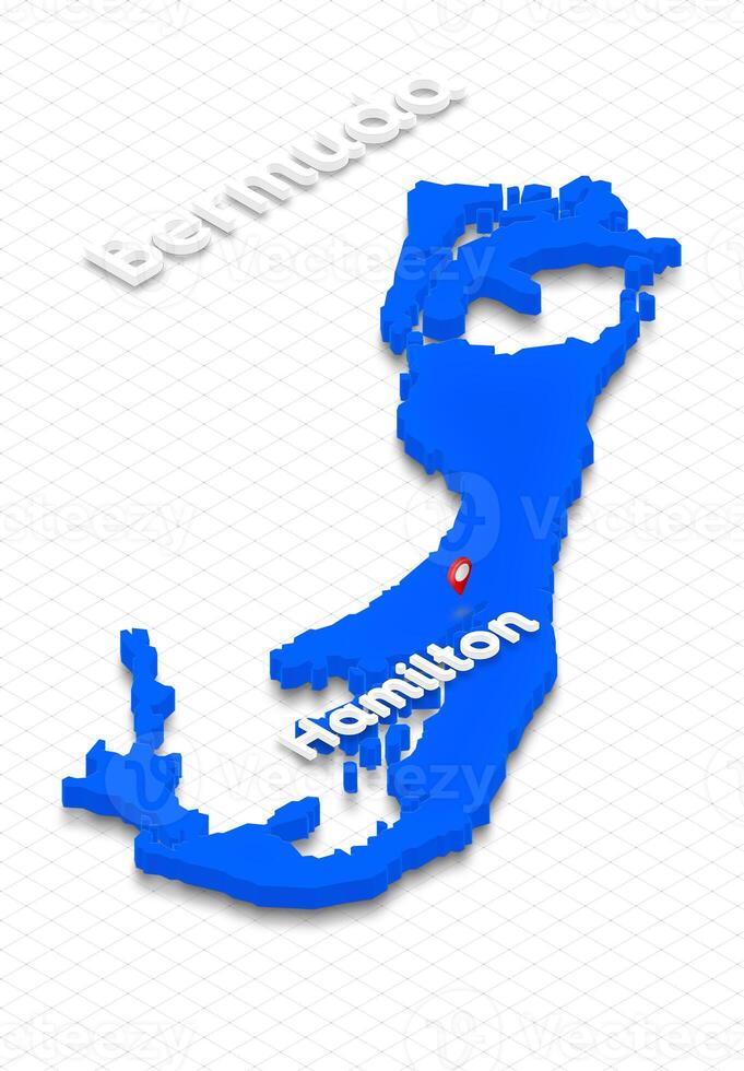 Map of Bermuda. 3D isometric perspective illustration. photo