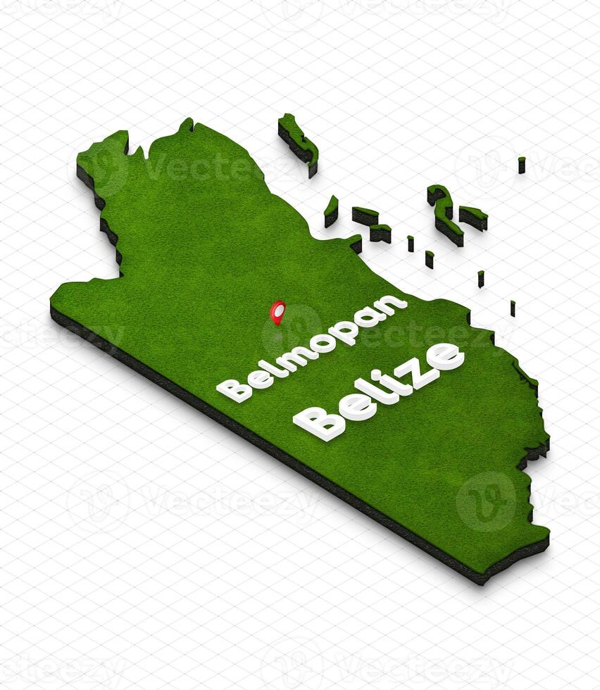 Map of Belize. 3D isometric perspective illustration. photo