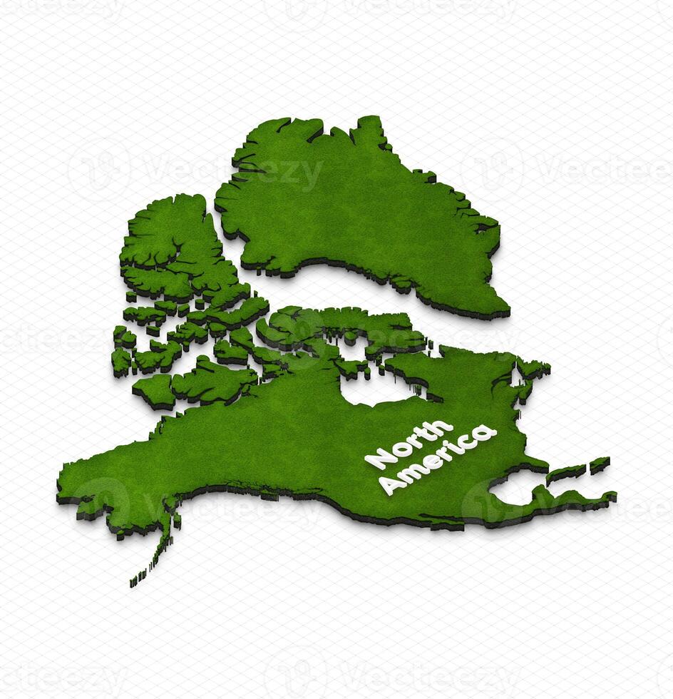 Map of North America. 3D isometric illustration. photo