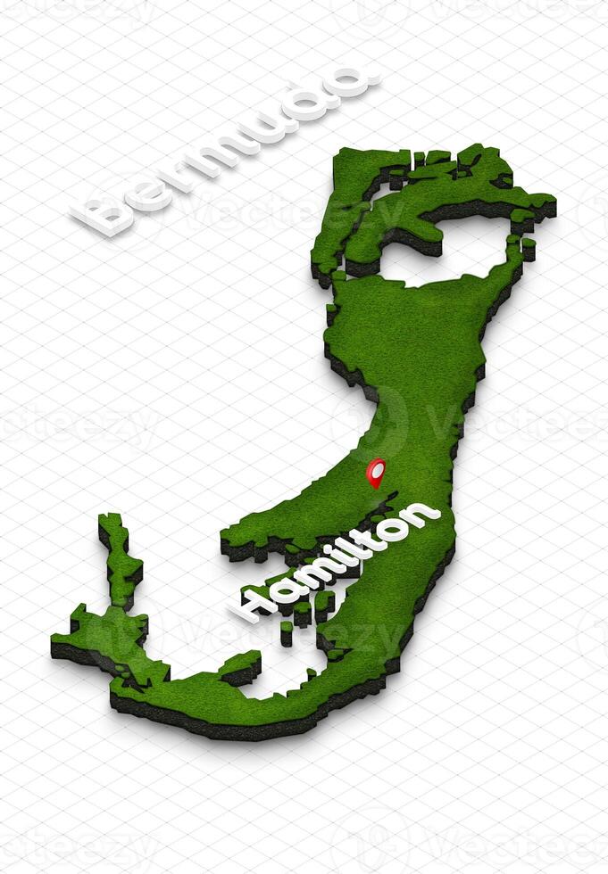 Map of Bermuda. 3D isometric perspective illustration. photo