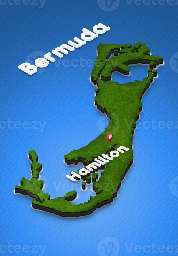 Map of Bermuda. 3D isometric perspective illustration. photo