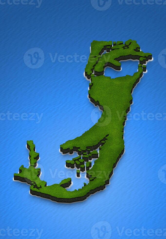 Map of Bermuda. 3D isometric perspective illustration. photo