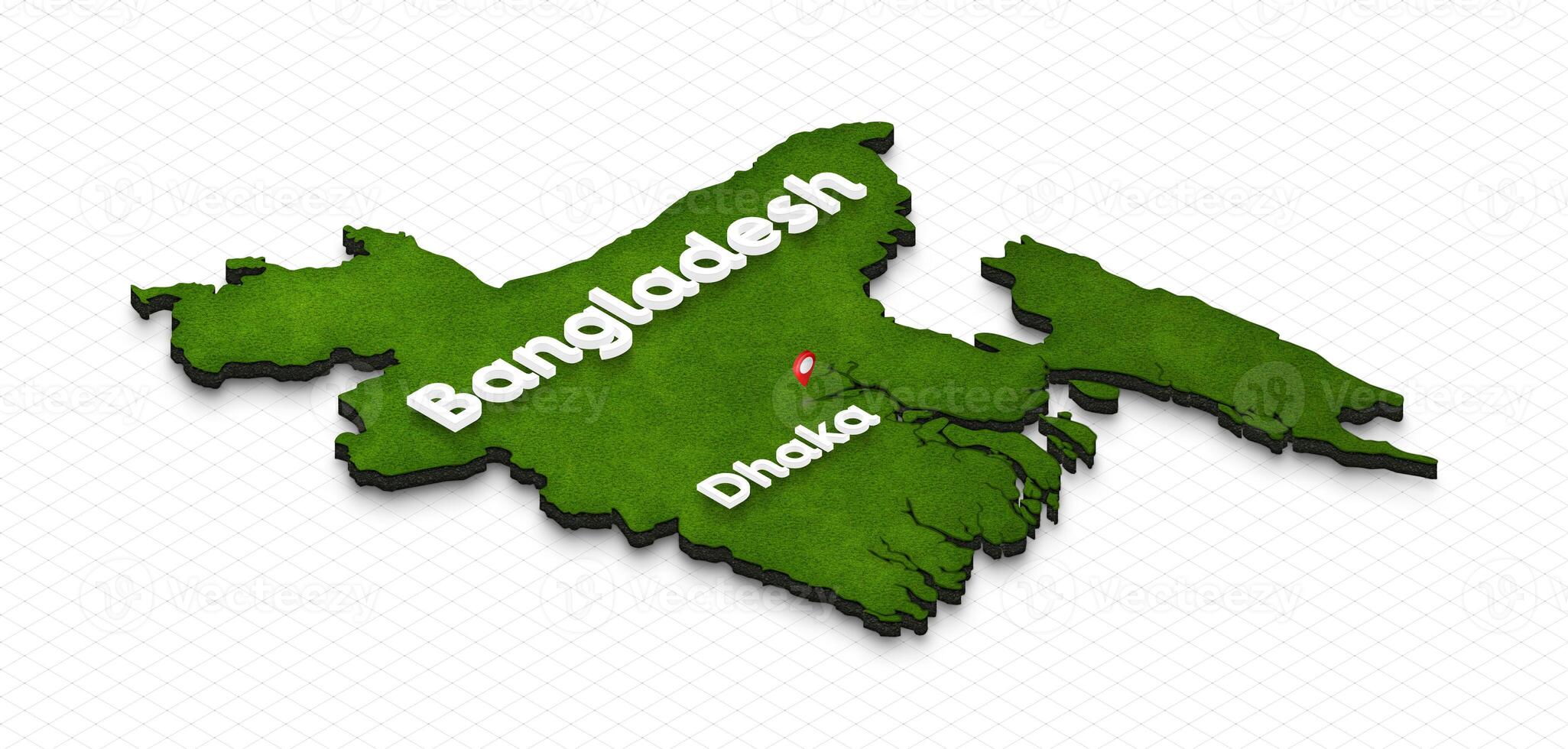 Map of Bangladesh. 3D isometric perspective illustration. photo