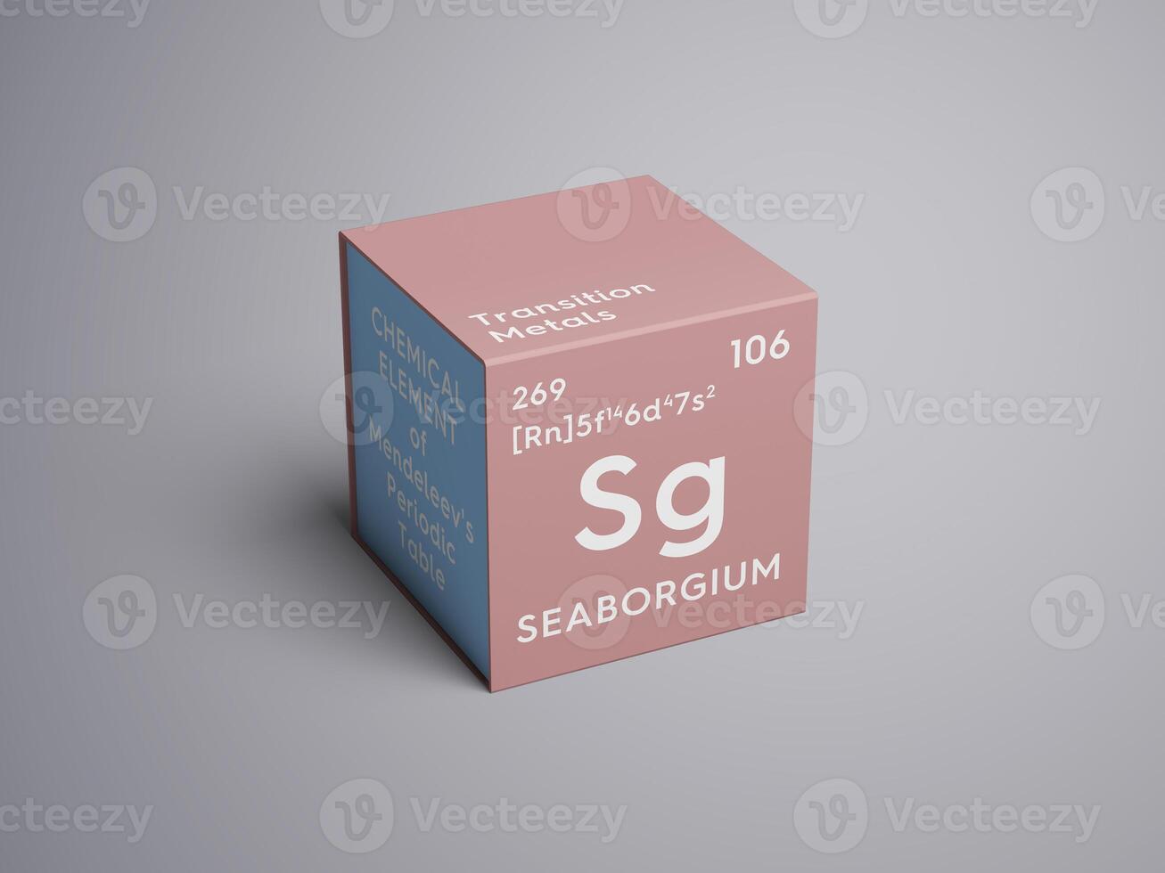 Seaborgium. Transition metals. Chemical Element of Mendeleev's Periodic Table. 3D illustration. photo
